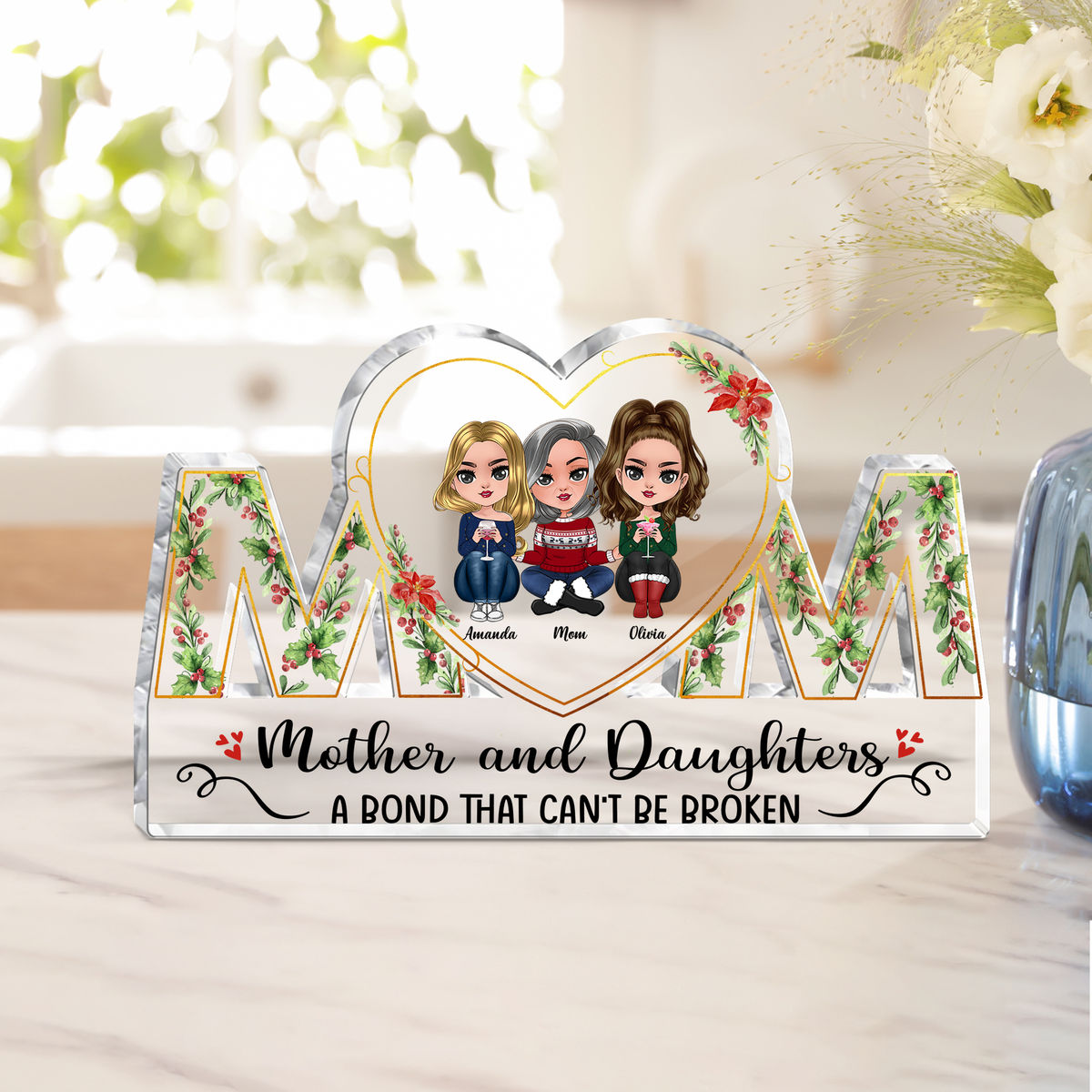 Transparent Plaque - Mother and Daughter - Mother and Daughter a bond that can't be broken ( Custom Acrylic Plaque)_2