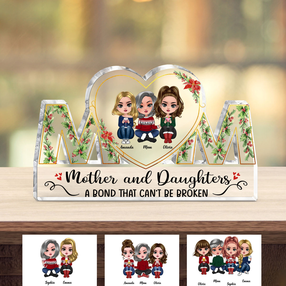 Transparent Plaque - Mother and Daughter - Mother and Daughter a bond that can't be broken ( Custom Acrylic Plaque)