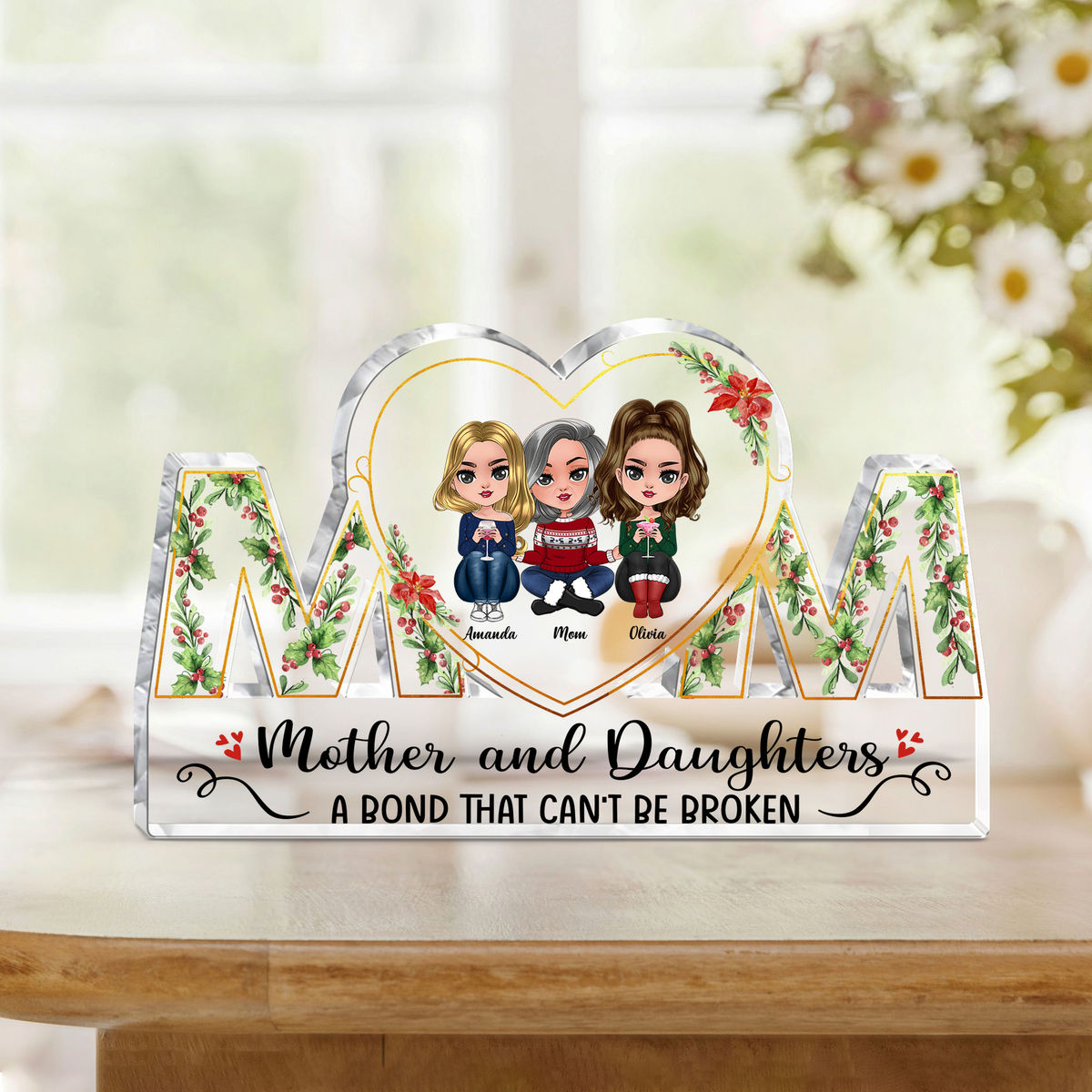 Transparent Plaque - Mother and Daughter - Mother and Daughter a bond that can't be broken ( Custom Acrylic Plaque)_1