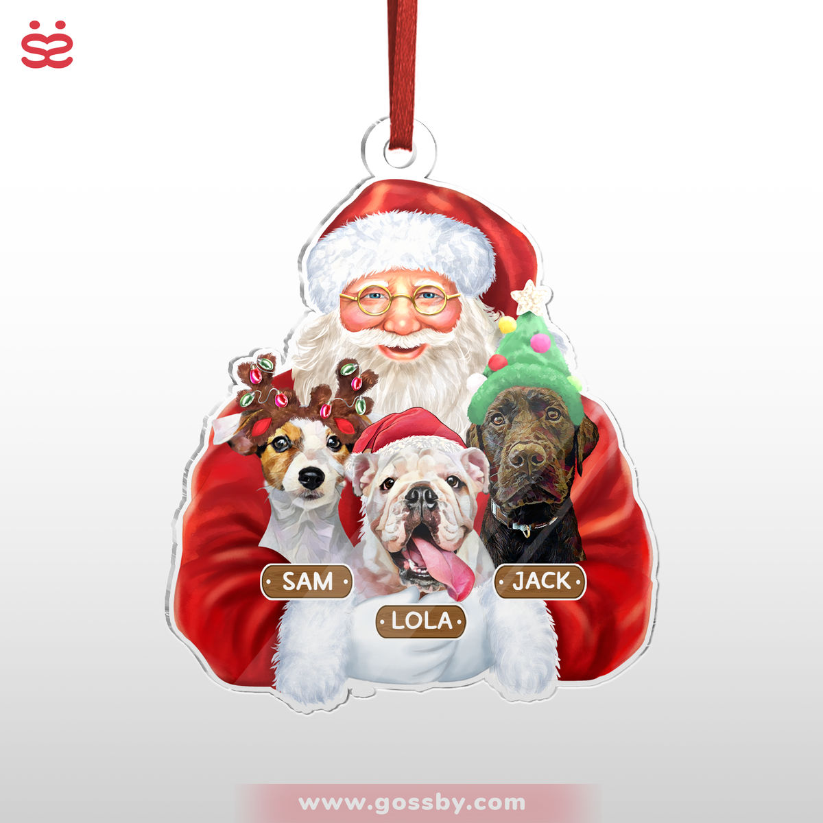 Photo Ornament - Dog Cat Pet Lover Gifts - Christmas Photo With Santa - Up To 5 Pets - Custom Ornament From Photo_3