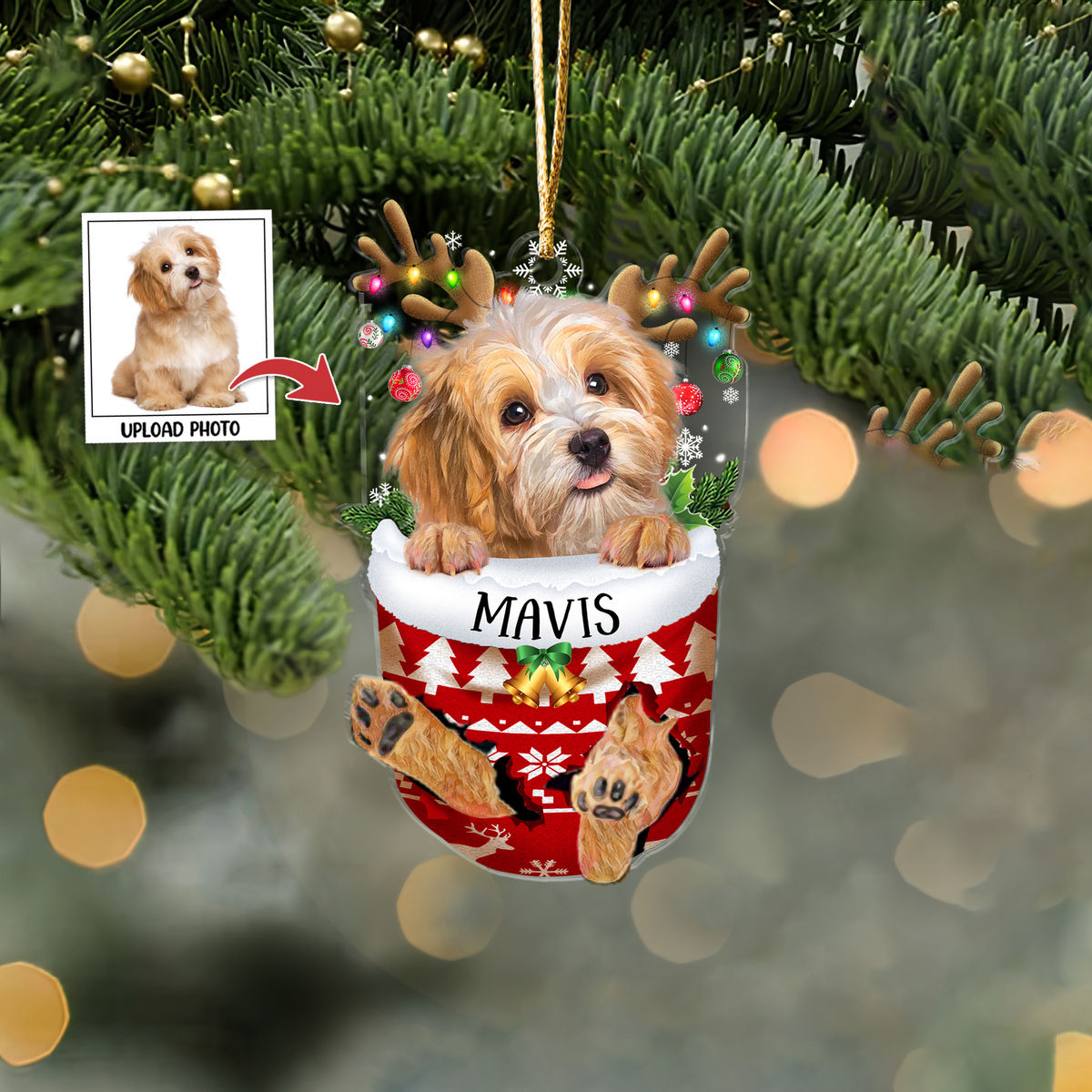 Dog Lover Pet Lover Gifts - Dog In Snow Pocket Christmas Ornament - Custom Ornament from Pet Photo