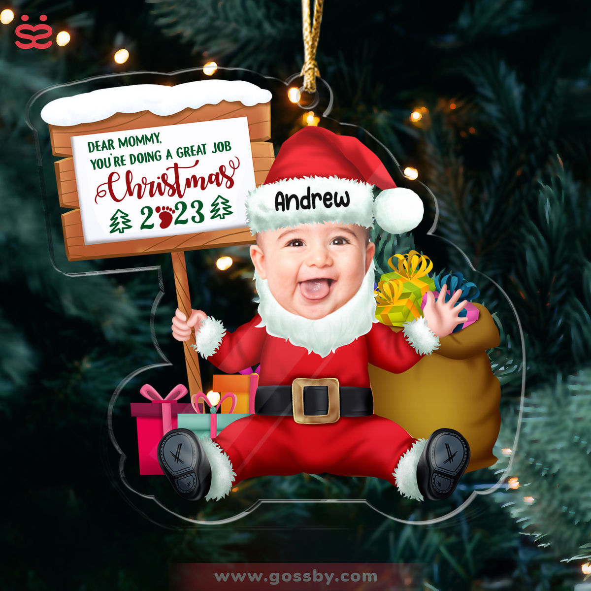 Photo Ornament - Customized Your Photo Ornaments - Wood Sign - Dear Mommy you're doing a great job- Baby Ornament, Christmas Gifts_1