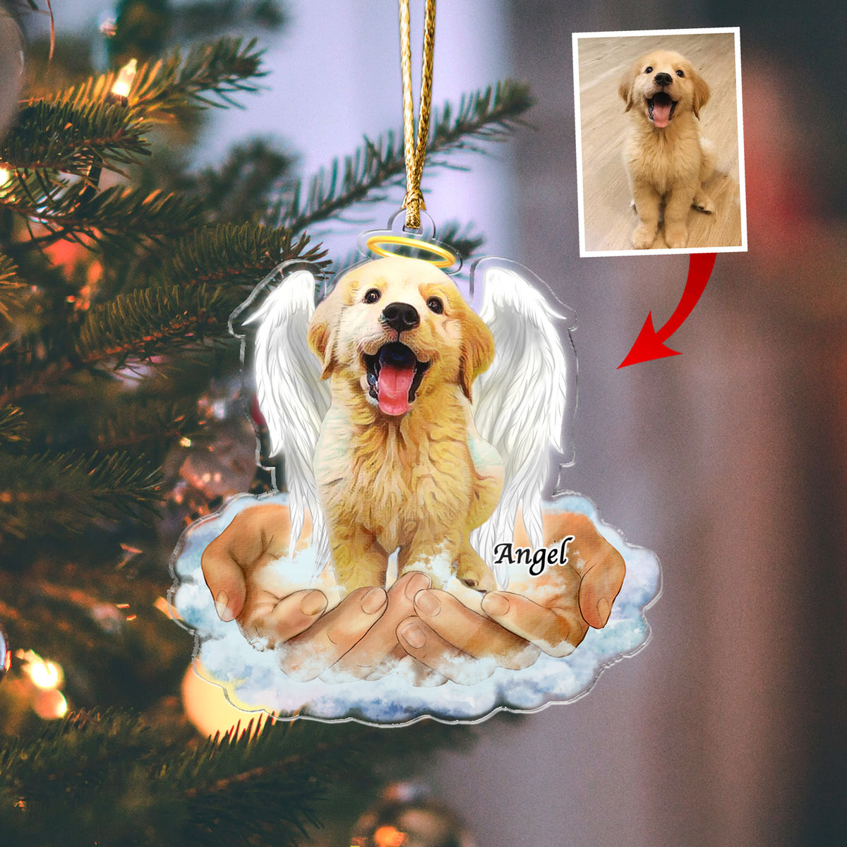 Photo Ornament - Dog Lover Cat Lover Pet Lover Gifts - In The Hands Of God - Custom Acrylic Ornament From Photo