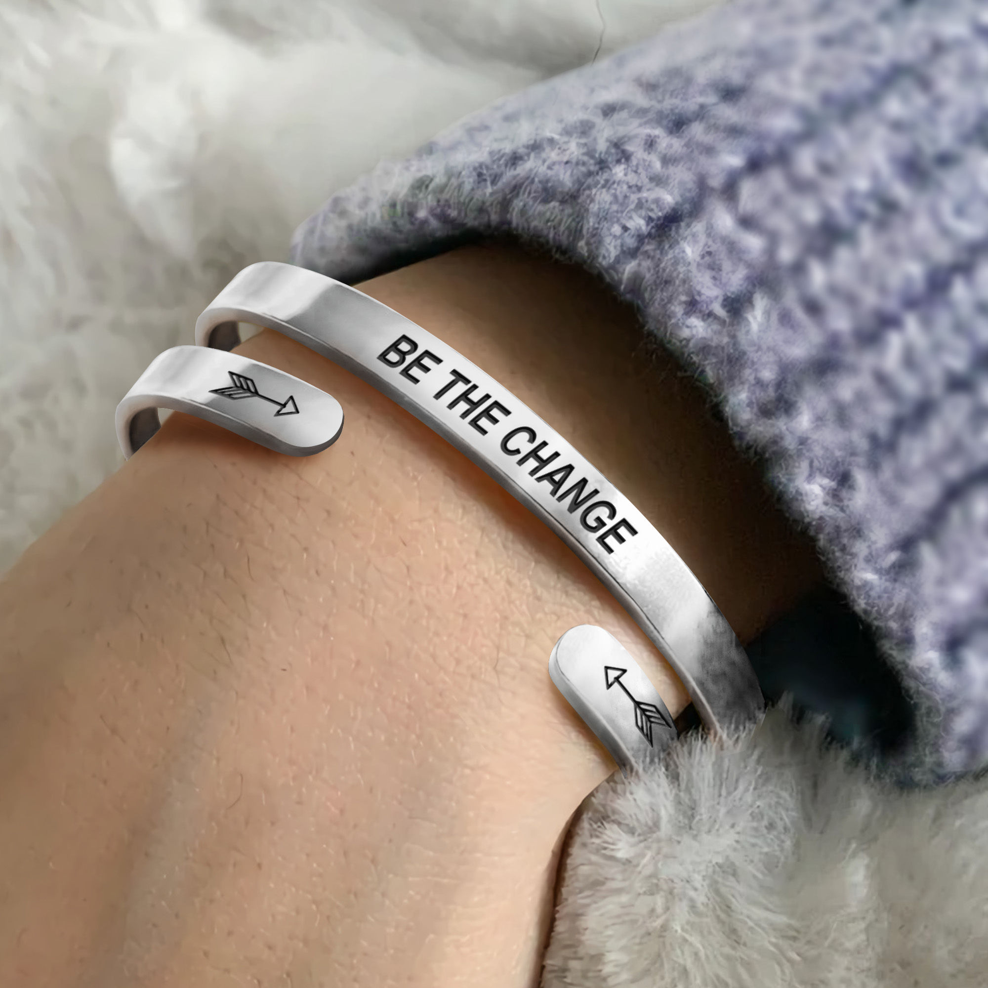 Positivity Gift - Be the change - Inspirational Bracelet - Outside quote