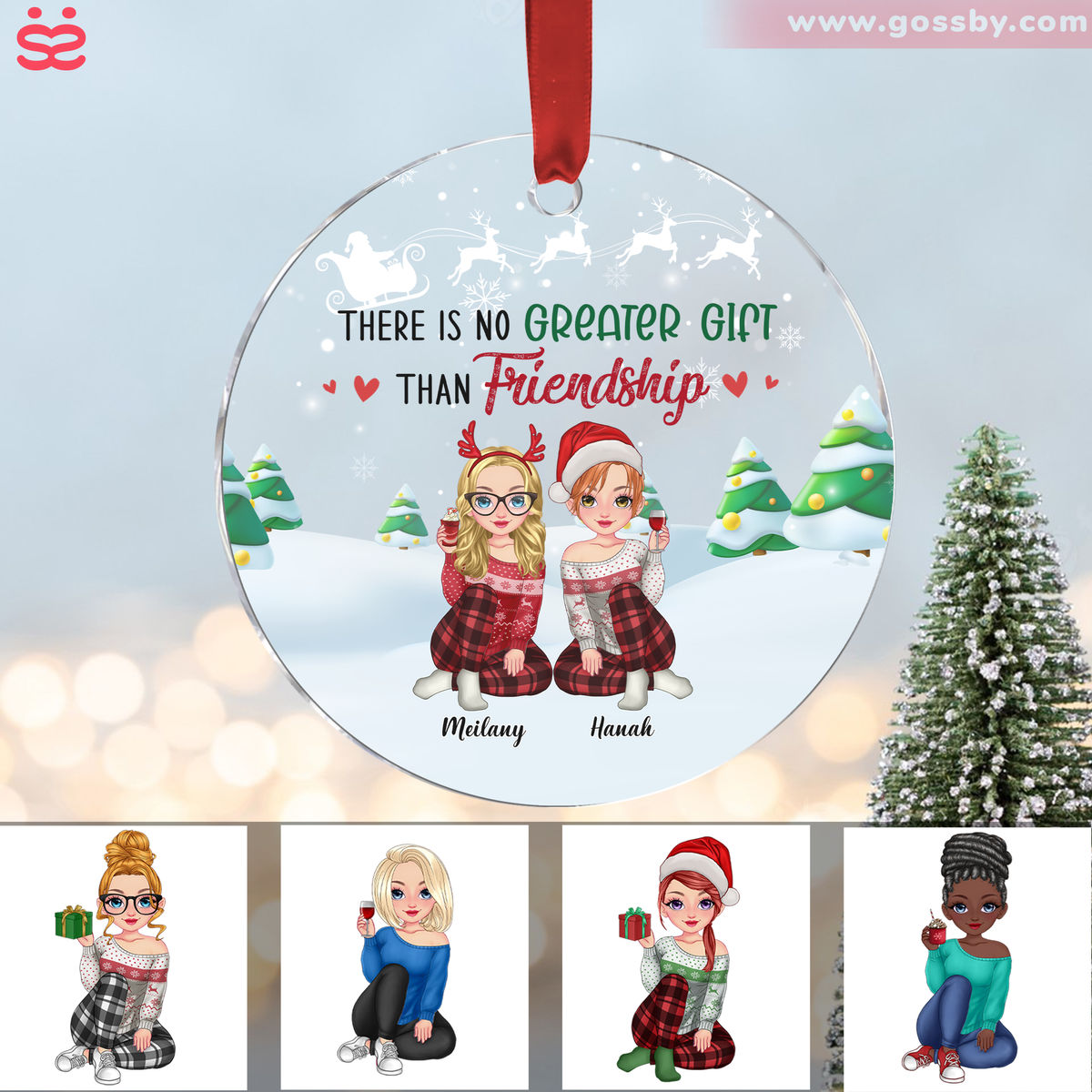 Transparent Christmas Ornament - Christmas Gifts - Up to 4 Women - Friends - Our Friendship is a True Blessing to me ( Custom Acrylic Ornament)_1