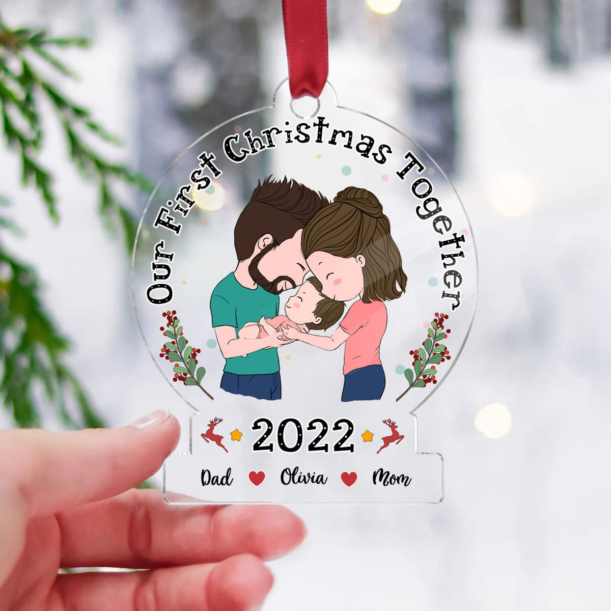 Transparent Christmas Ornament - Christmas Gifts - Family - Our First Christmas Together (Custom Acrylic Ornament)