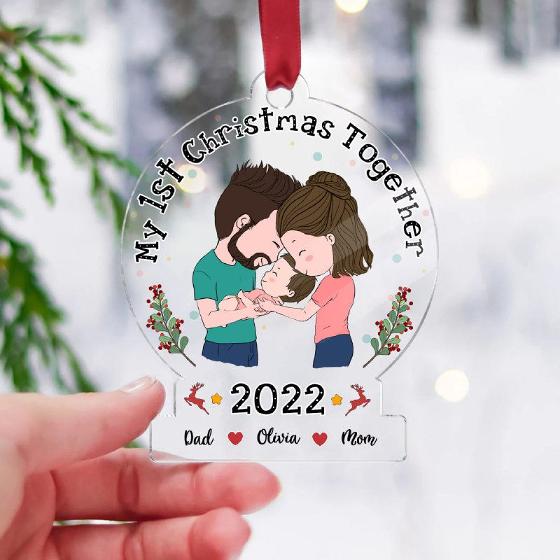 Transparent Christmas Ornament - Christmas Gifts - Family - Our First Christmas Together (Custom Acrylic Ornament)_1