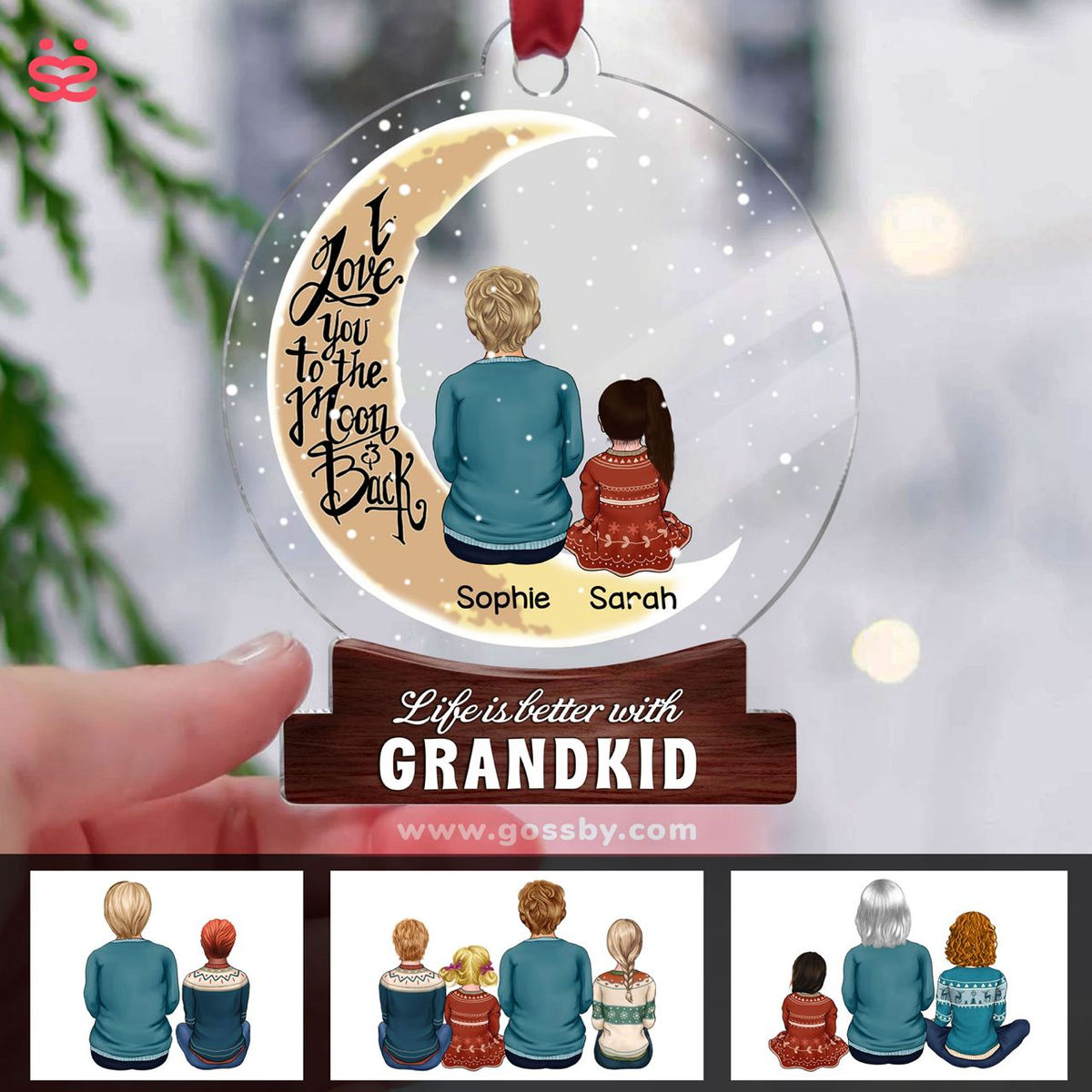 Transparent Christmas Ornament - Grandkids- Life Is Better With Grandkid (Custom Snowball- Shaped Acrylic Ornament)