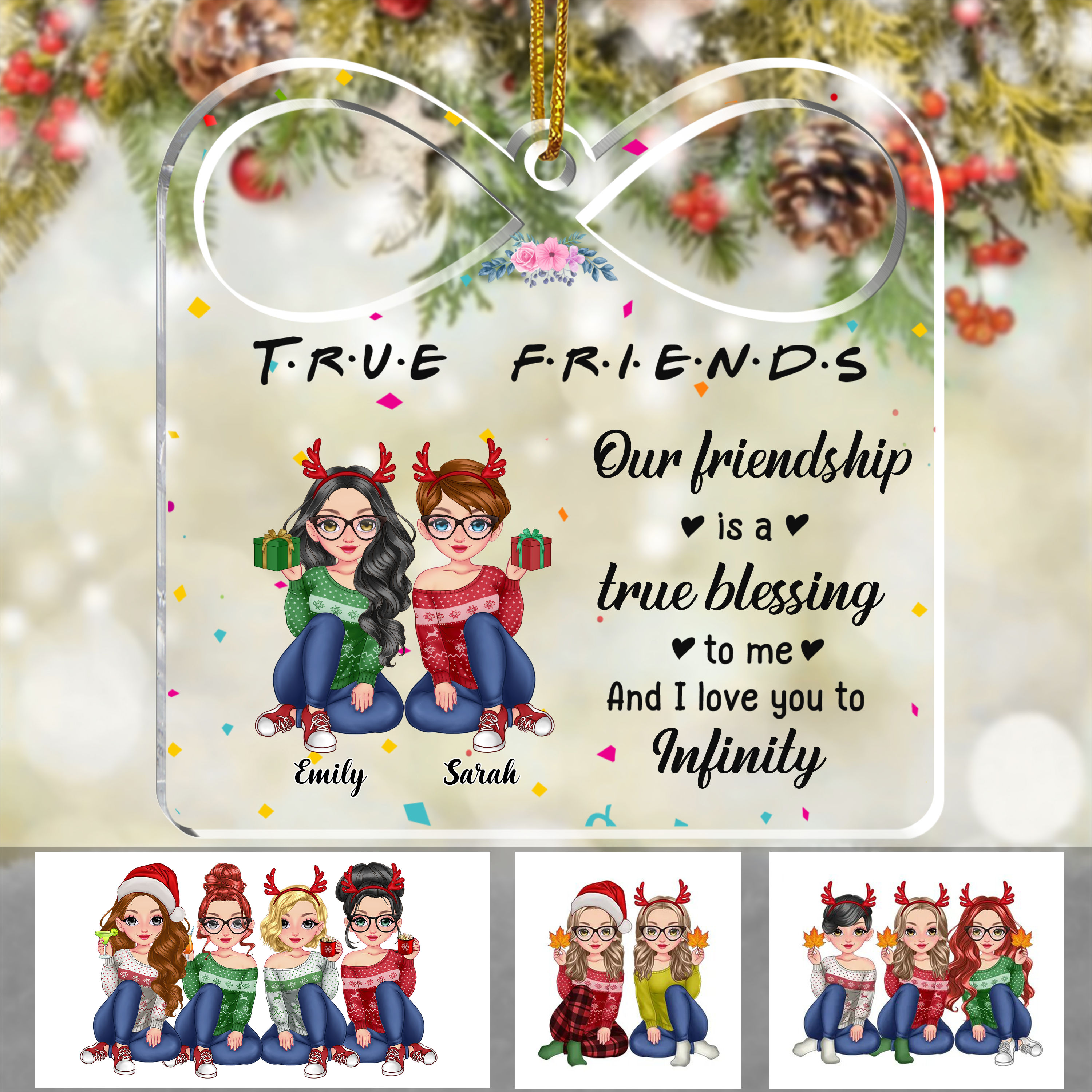 Personalized Mug - Besties Mug - Friends our friendship is a true blessing  to me and I love you to infinity - Merry Christmas