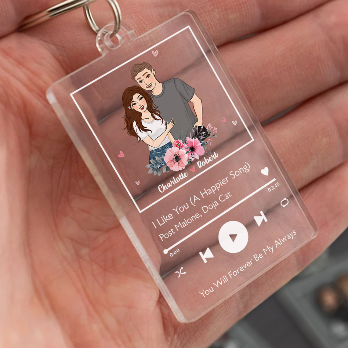 Personalized Song Keychain - Sweet Couple - Christmas or Birthday or Anniversary Gifts (V1)