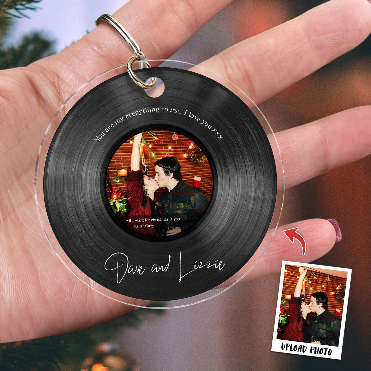 Photo Keychain - Christmas Gifts For Couple - Record Vinyl - Customized Your Photo Keychain - Couple Photo Gifts, Anniversary Gifts