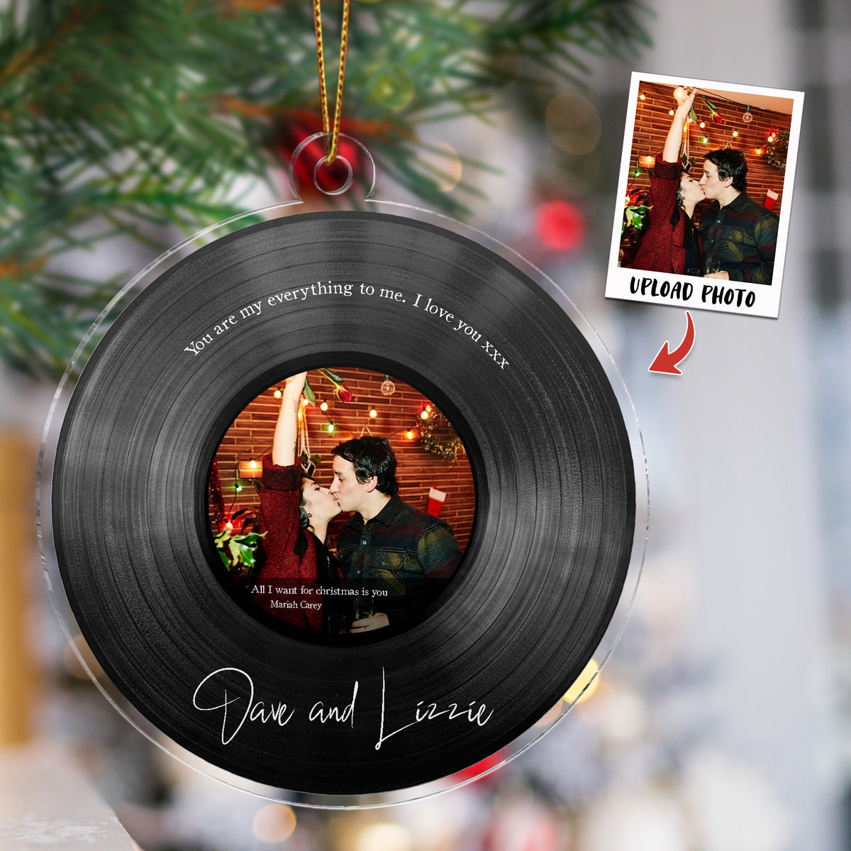 Photo Ornament - Customized Your Photo Ornaments - Christmas Gifts For Couple - Vinyl Record - Couple Photo Gifts, Anniversary Gifts