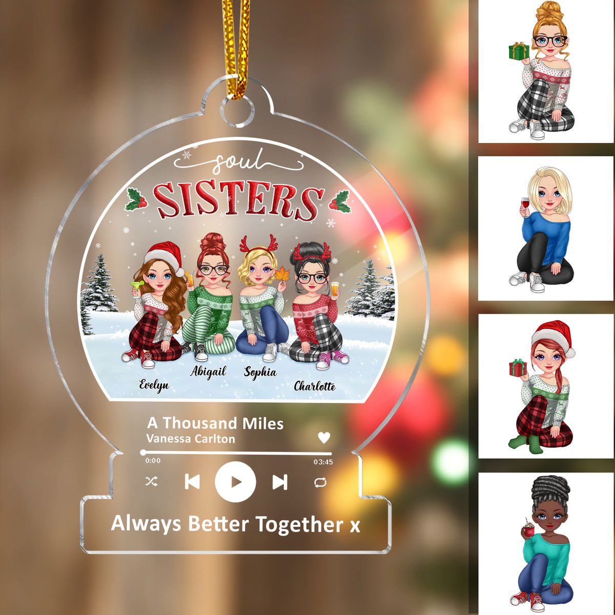 Sisters - Personalized Song Ornament - Soul sisters - Christmas Gifts