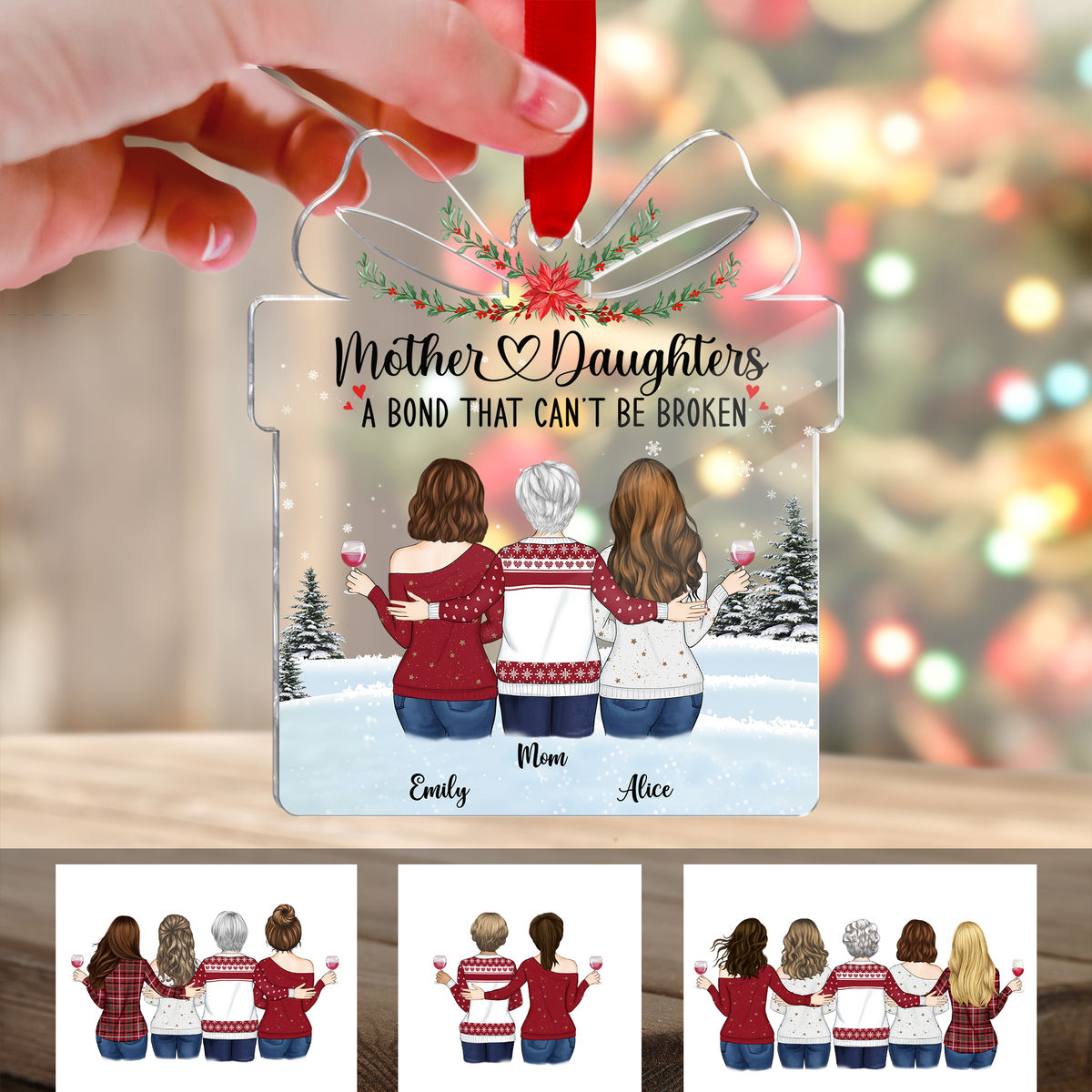 Xmas Ornament - Mother and Daughters a bond that can't be broken (Custom Gift - Shaped Acrylic Ornament)