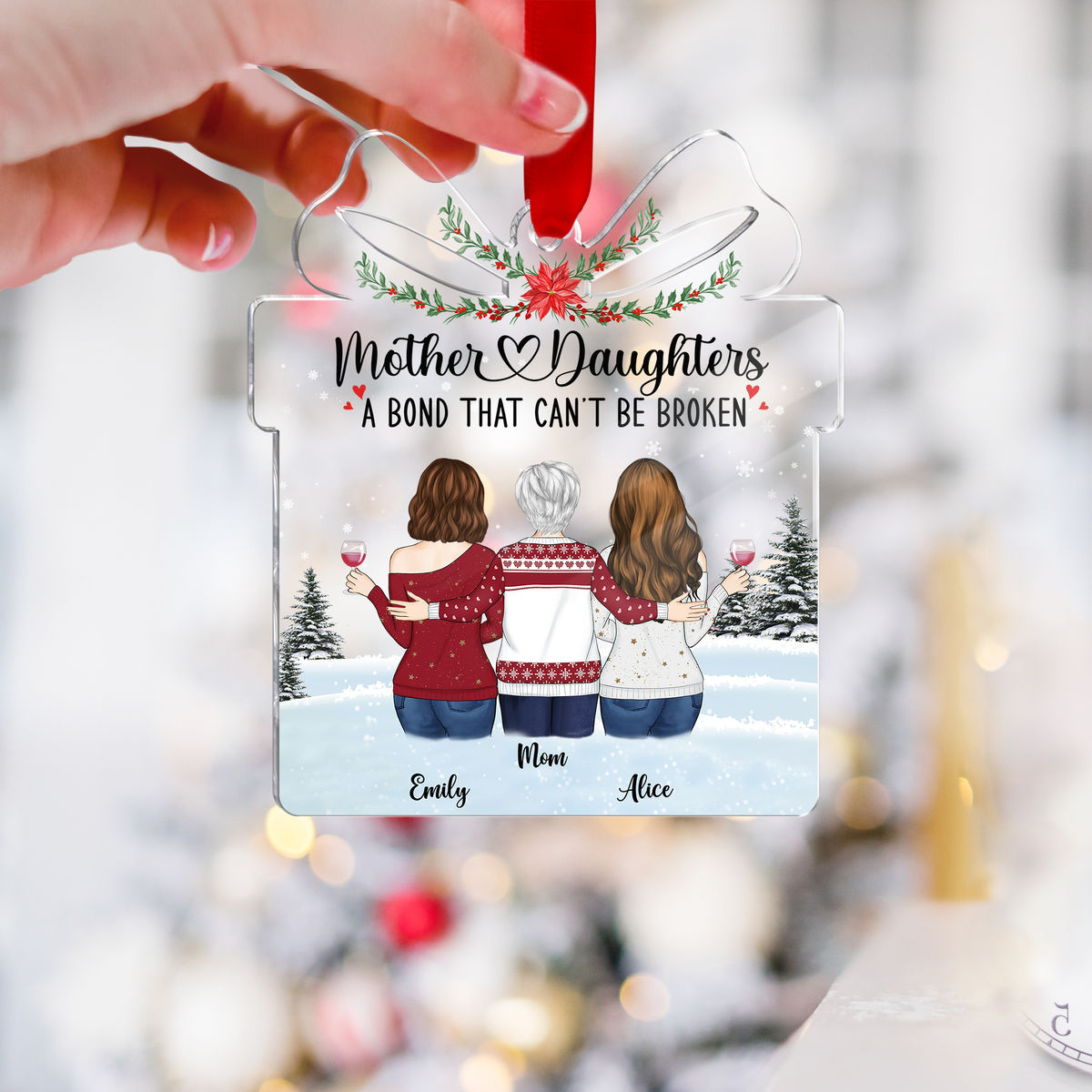 Xmas Ornament - Mother and Daughters a bond that can't be broken (Custom Gift - Shaped Acrylic Ornament)_1