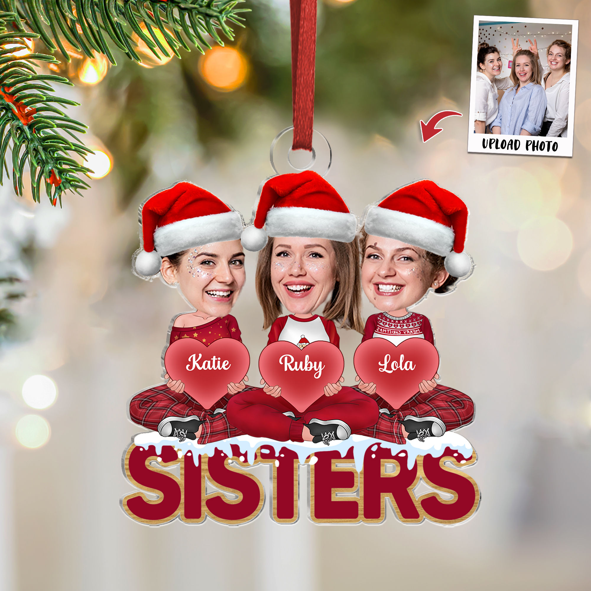 Photo Ornament Sisters Christmas 2025 Custom Ornament from Photo