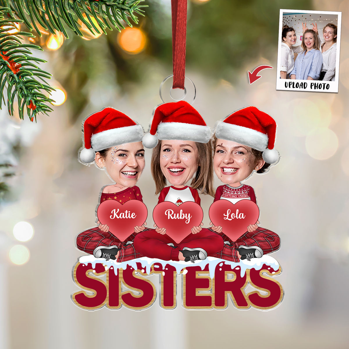 Photo Ornament - Sisters Christmas 2024 - Custom Ornament from Photo - Christmas Gifts For Sister, Friends