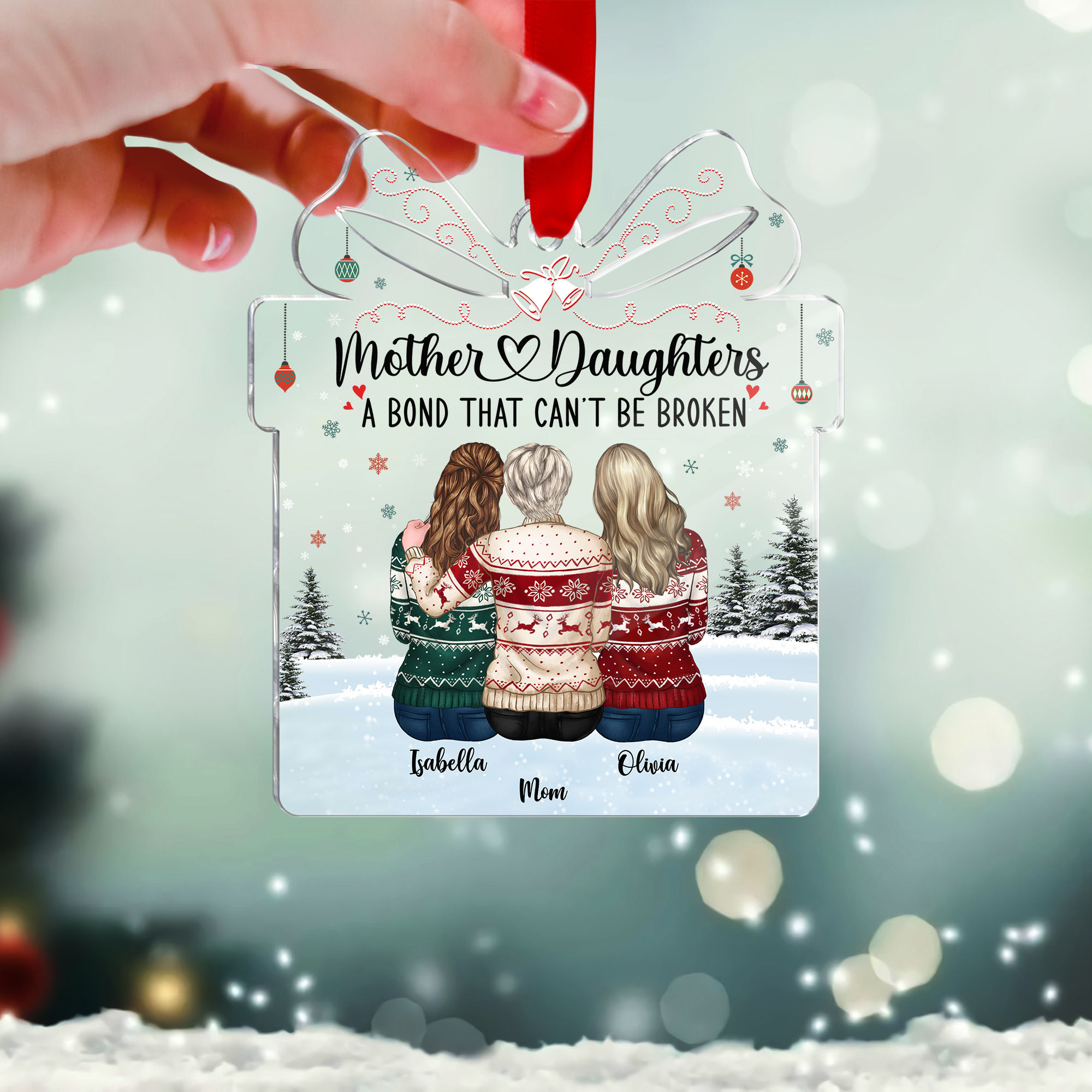 Xmas Ornament - Mother and Daughters a bond that can't be broken (Custom Gift - Shaped Acrylic ...