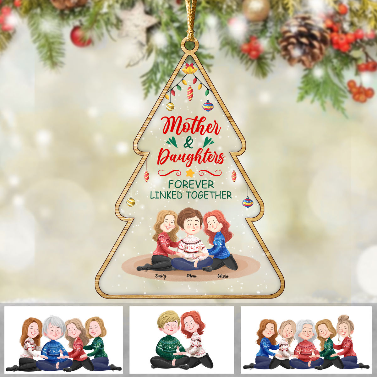 Christmas Tree Ornament - Mother and daughter - Mother and Daughters forever linked together