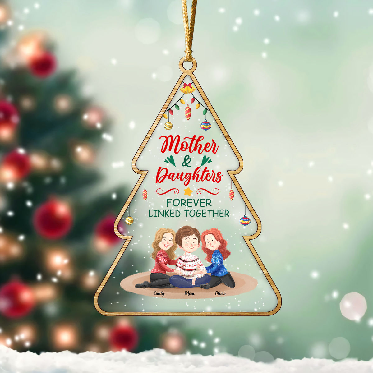 Semitest - Christmas Tree Ornament - Mother and daughter - Mother and Daughters forever linked together_1