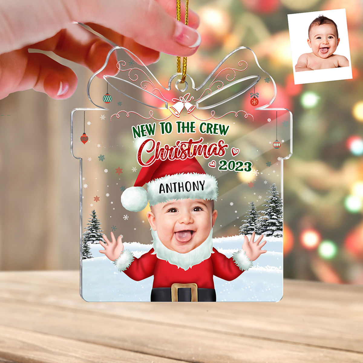 Photo Ornament - Christmas Gifts - Customized Your Photo Ornaments - Gift Box Shape - Baby Santa - My First Christmas 2024_1