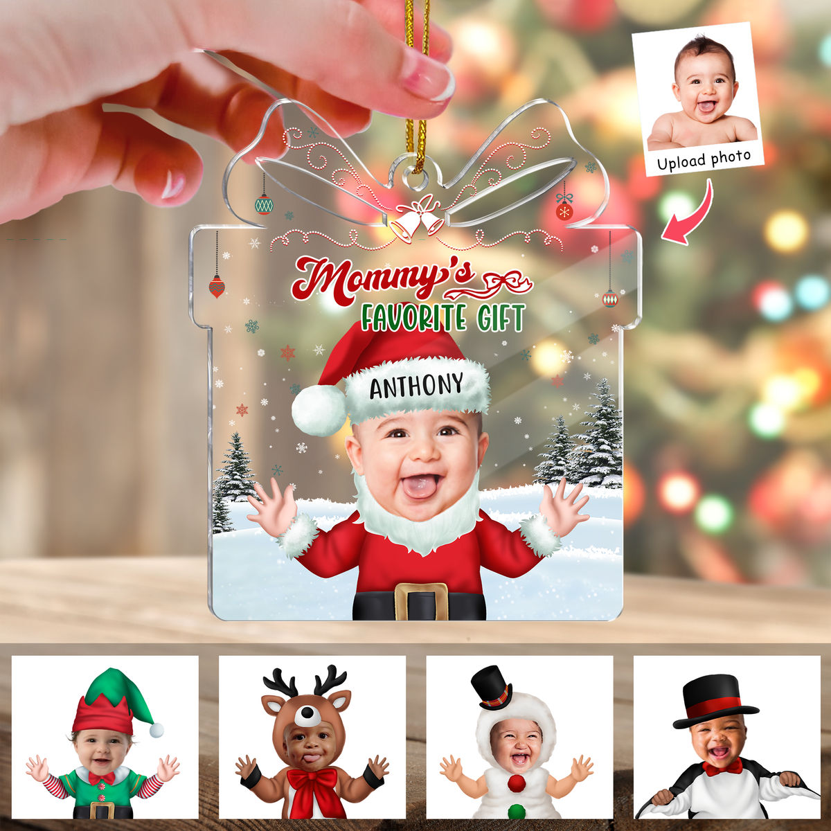 Photo Ornament - Christmas Gifts - Customized Your Photo Ornaments - Gift Box Shape - Baby Santa - My First Christmas 2024_3