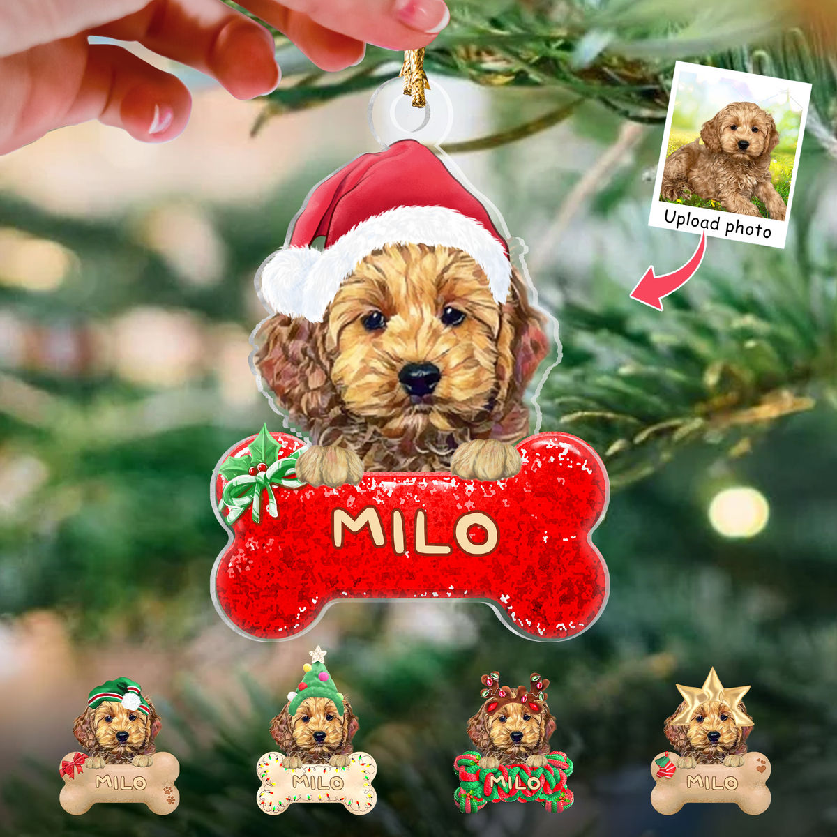 Photo Ornament - Dog Lover Gifts - Christmas Gifts For Dog Lover, Cat Lovers - Dogs Bone Christmas 2024 - Photo Gifts_3