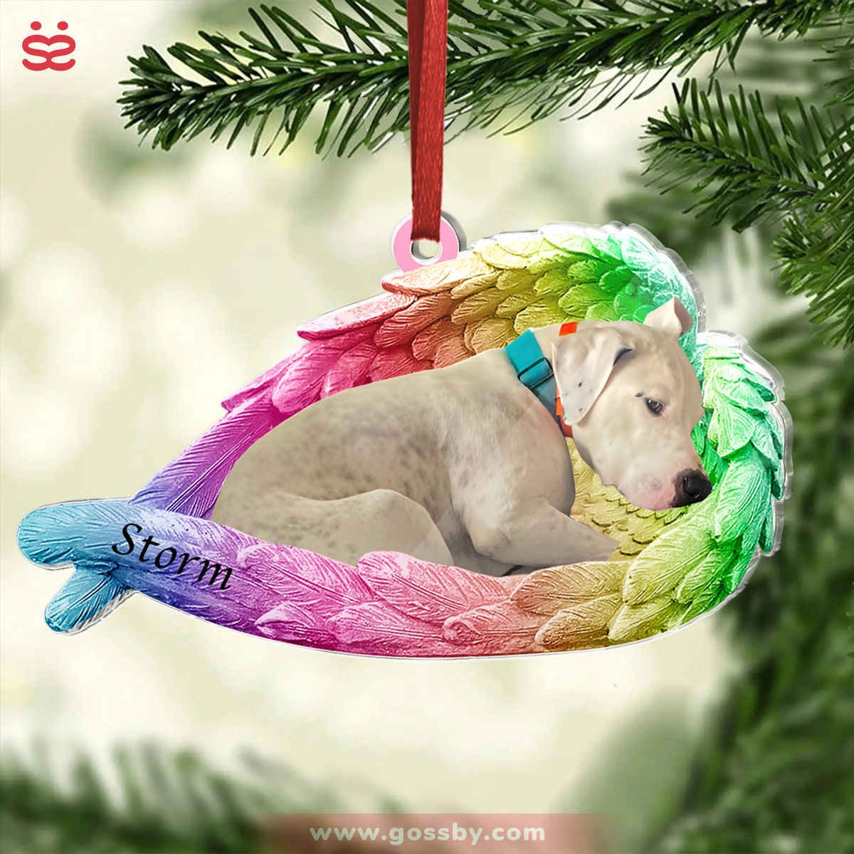 Dog Acrylic Ornament - Dog Lover Gifts - Sleeping Pet Within Angel Wings - Custom Ornament from Photo - 2D Acrylic Ornament_5