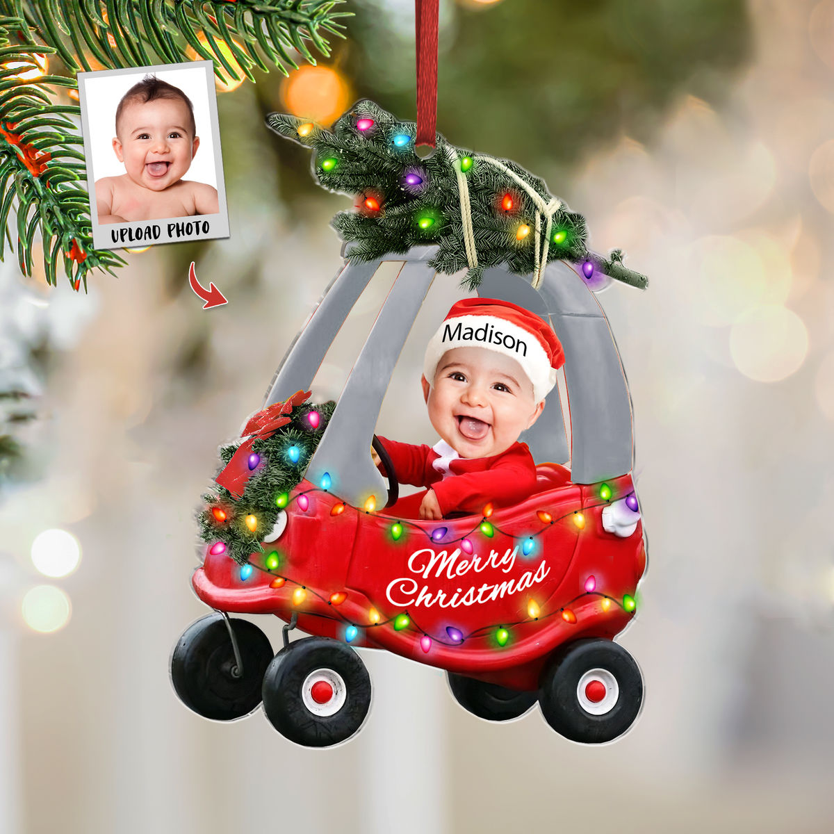 Photo Ornament - Adorable Newborn Baby - Baby Christmas - Custom Ornament from Photo - Christmas Gifts For Dad, Mom, Family_3