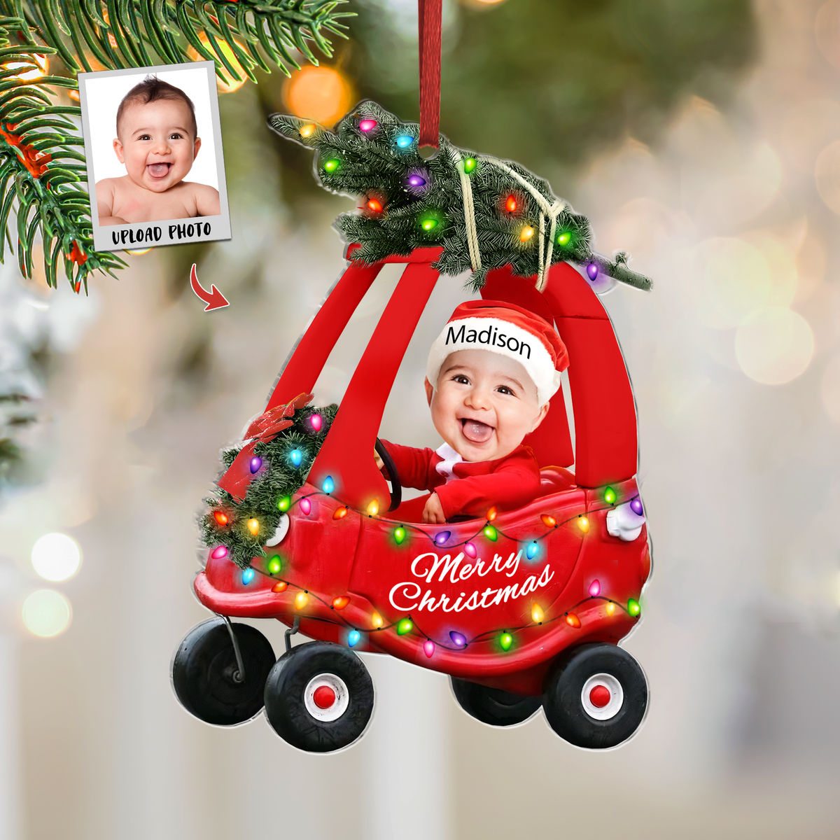 Photo Ornament - Adorable Newborn Baby - Baby Christmas - Custom Ornament from Photo - Christmas Gifts For Dad, Mom, Family_2
