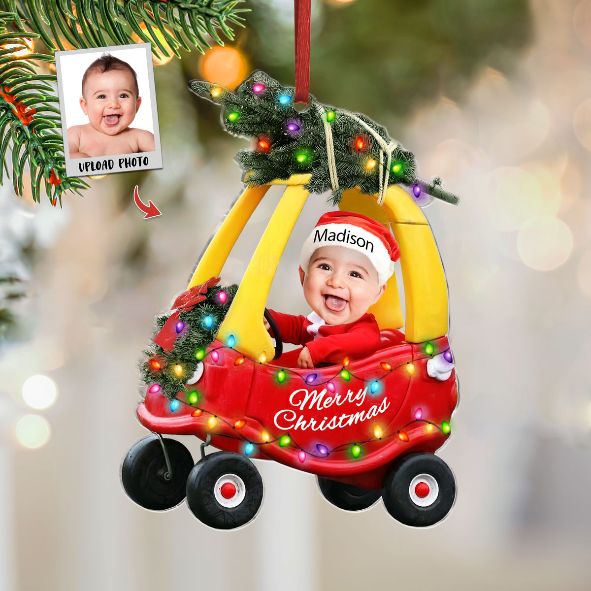 Photo Ornament - Adorable Newborn Baby - Baby Christmas - Custom Ornament from Photo - Christmas Gifts For Dad, Mom, Family