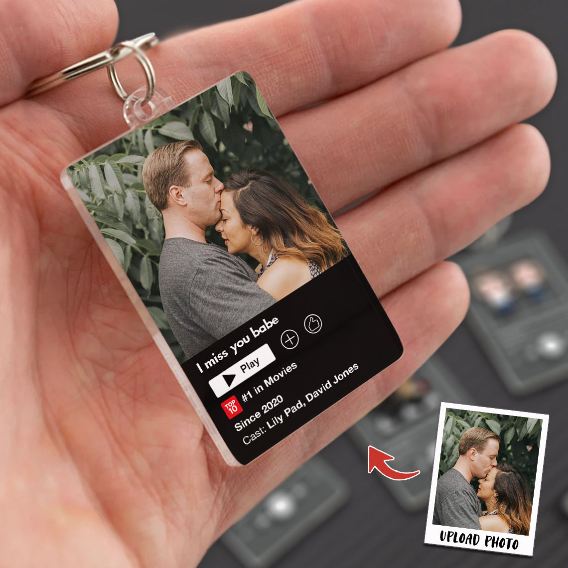 Customized Your Photo Keychain - Keychain Movie - Couple Photo Gifts, Anniversary, Christmas Gifts For Couple