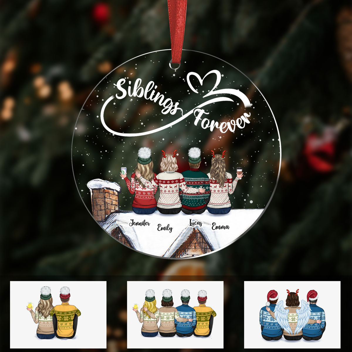 Brothers and Sisters - Siblings Forever (Custom Acrylic Circle Ornament)