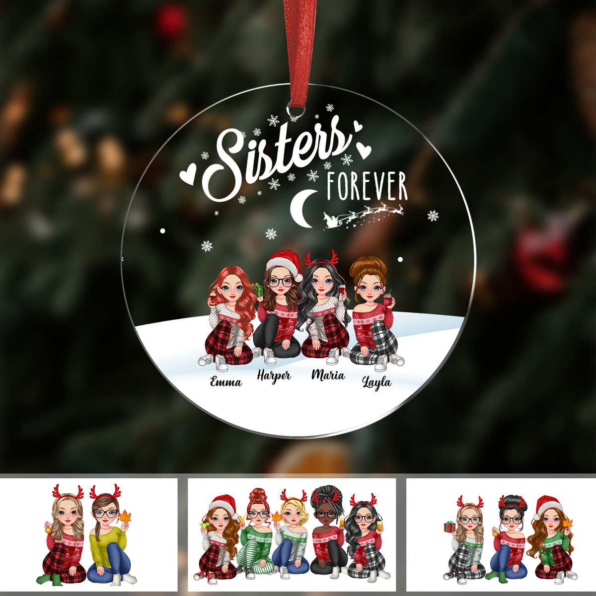 Sisters - Sisters forever (Custom Acrylic Circle Ornament)