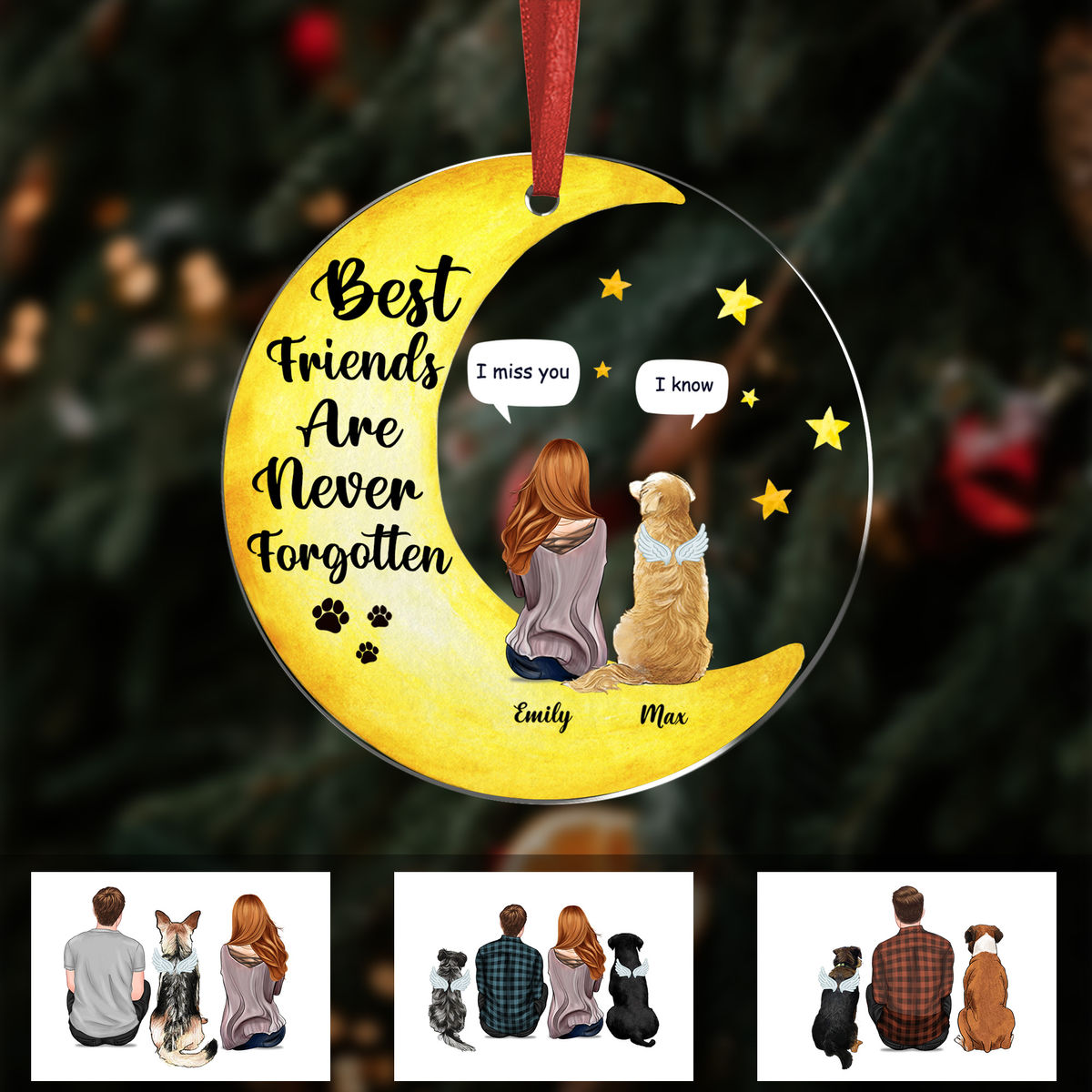 Transparent Christmas Ornament - Dogs - Bestfriends are never forgotten (Custom Acrylic Circle Ornament)