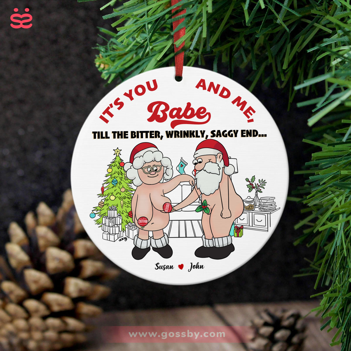 Funny Old Couple - It's You And Me Babe Till The Better Wrinkly Saggy End (Custom Acrylic Circle Ornament)