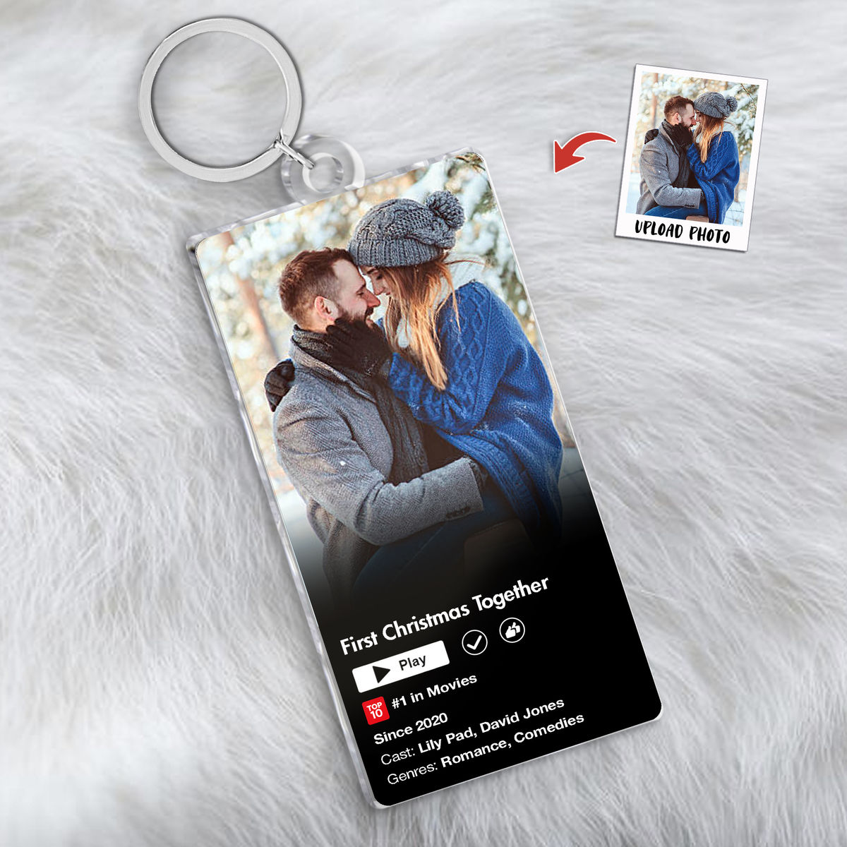 Customized Your Photo Keychain - Keychain Movie Cover - Couple Photo Gifts, Anniversary,Christmas Gifts For Couple