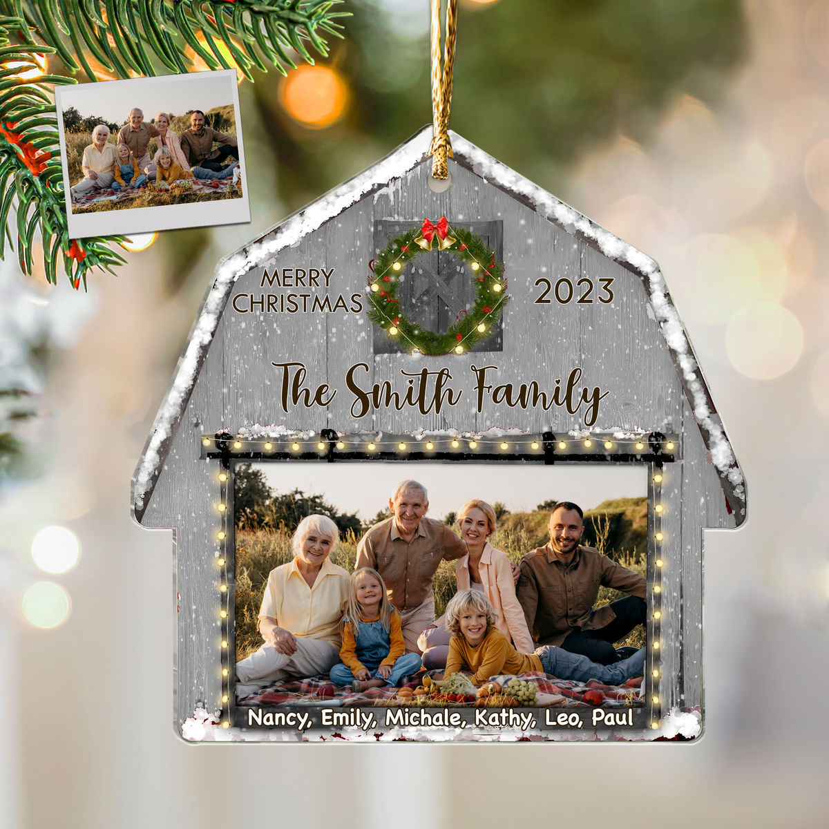 Photo Ornament - Customized Your Photo Ornament - Merry Christmas 2024-Custom Barn House Christmas Ornament - Christmas gifts for family_4