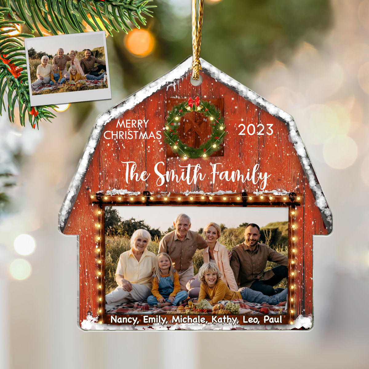 Photo Ornament - Customized Your Photo Ornament - Merry Christmas 2024-Custom Barn House Christmas Ornament - Christmas gifts for family_2