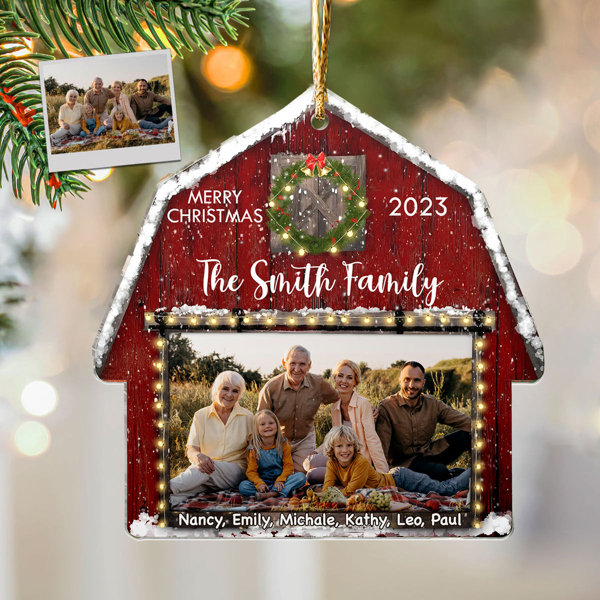 Customized Your Photo Ornament - Merry Christmas 2024-Custom Barn House Christmas Ornament - Christmas gifts for family