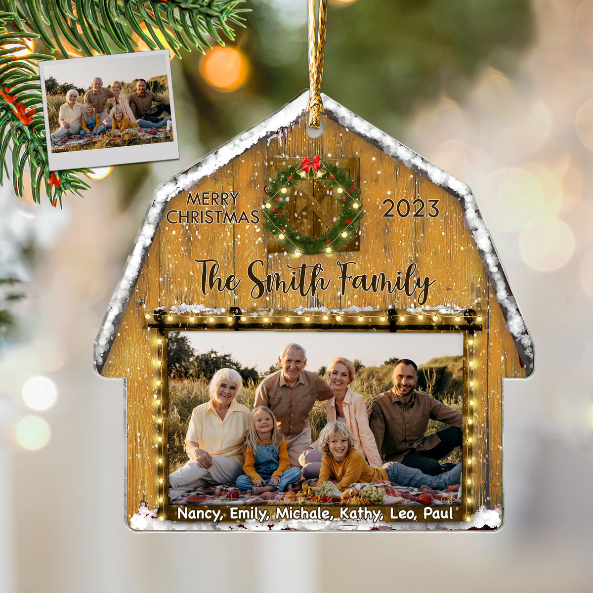 Photo Ornament - Customized Your Photo Ornament - Merry Christmas 2024-Custom Barn House Christmas Ornament - Christmas gifts for family_1