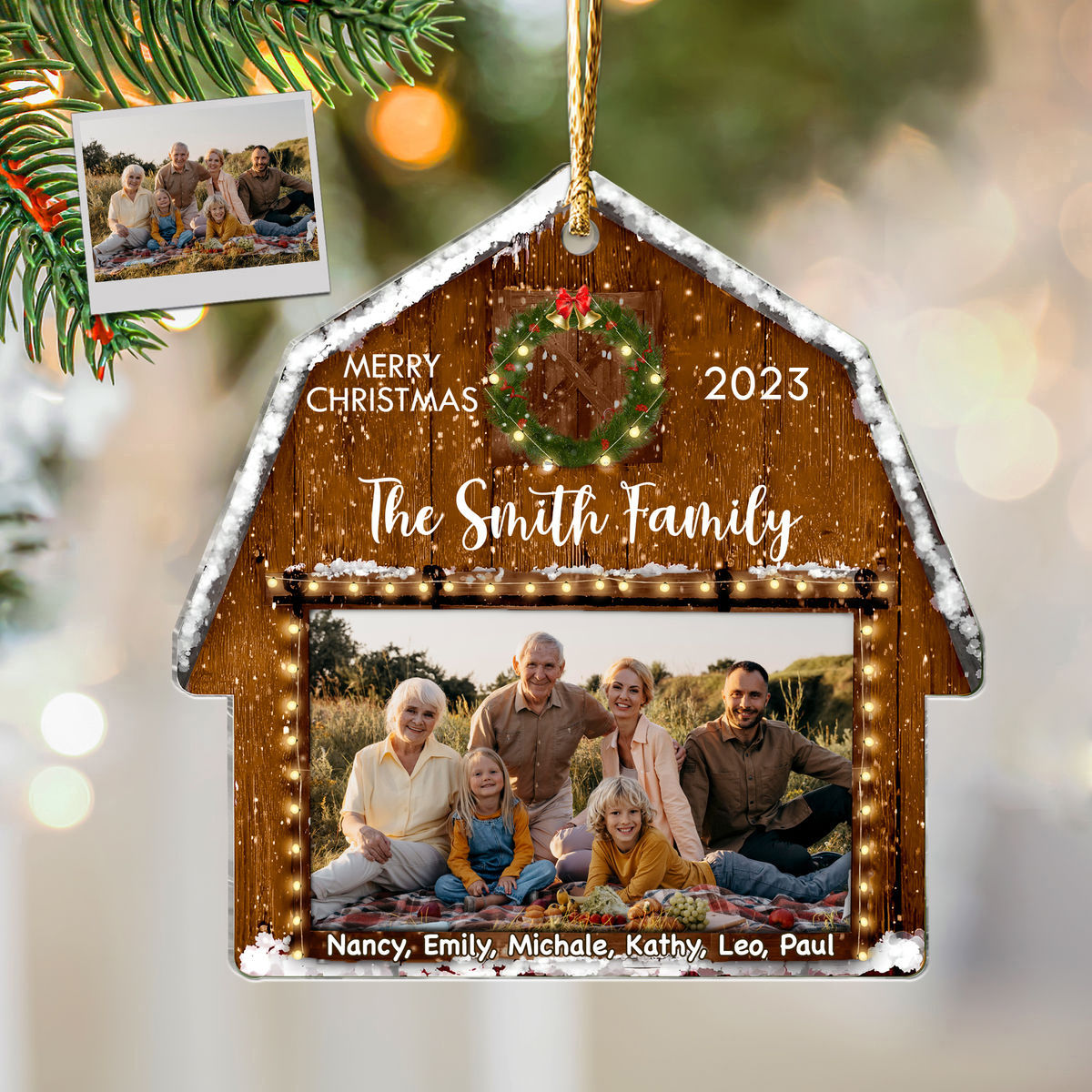 Photo Ornament - Customized Your Photo Ornament - Merry Christmas 2024-Custom Barn House Christmas Ornament - Christmas gifts for family_3