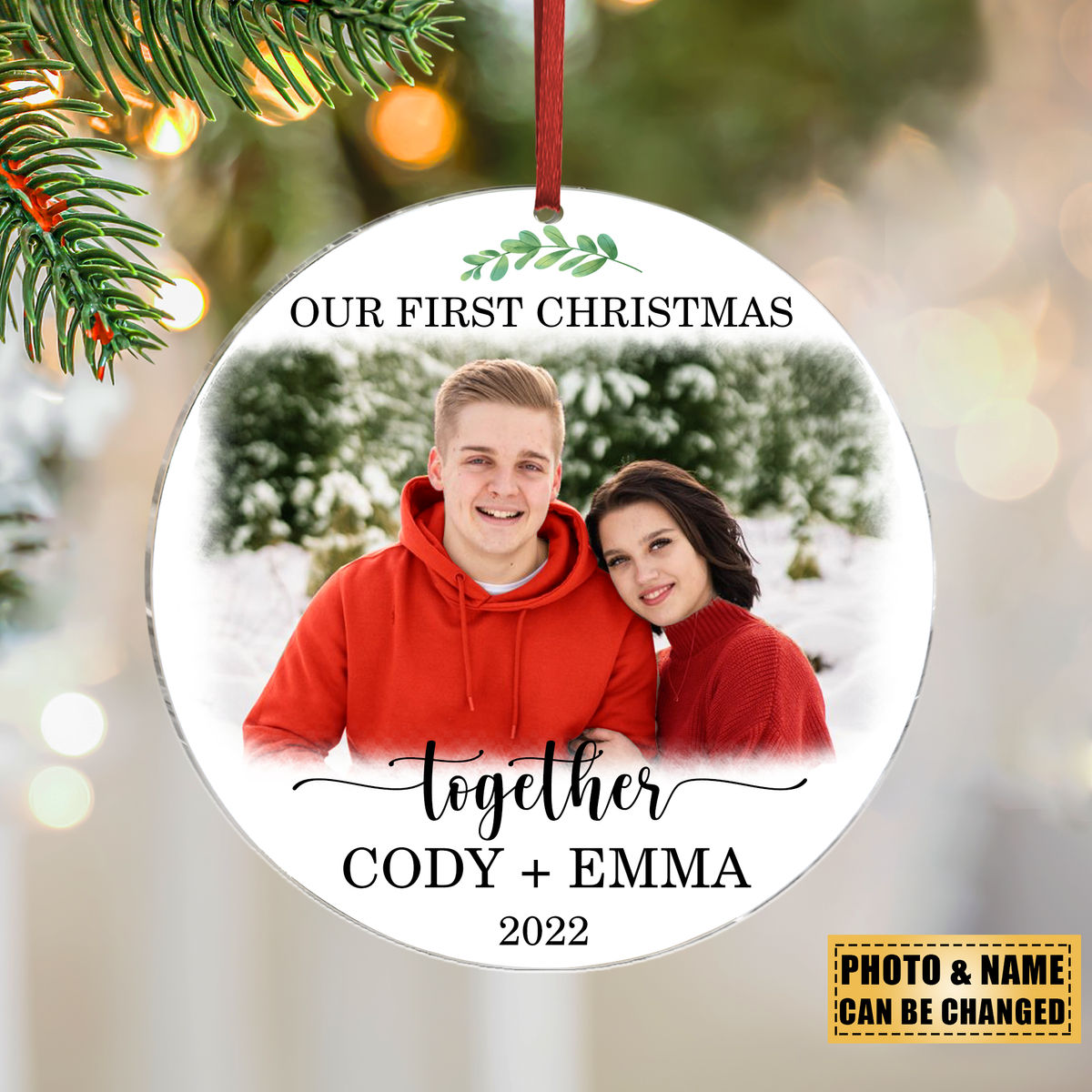 Our first christmas together - Personalized Ornament for Couple - Custom from Photo