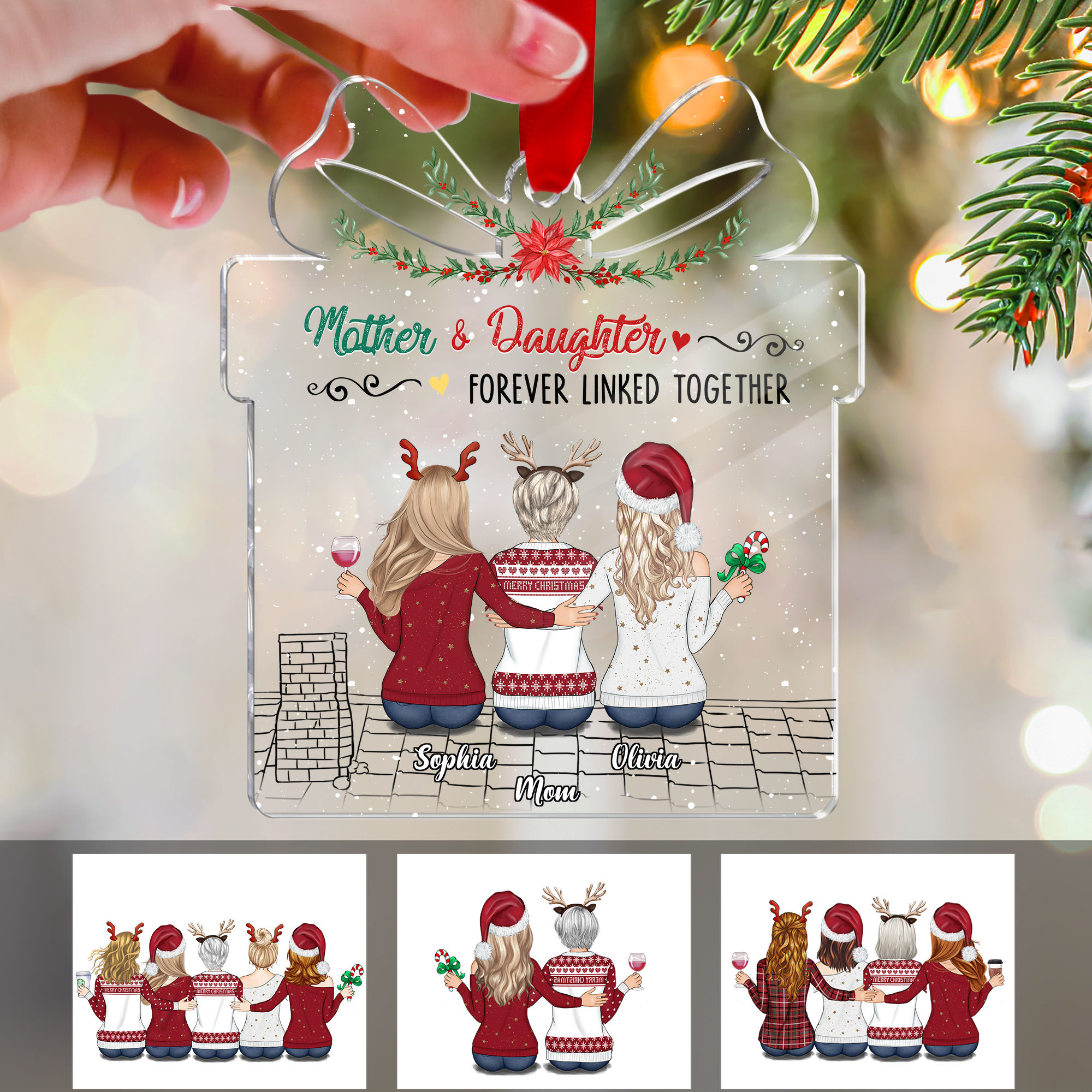 Xmas Ornament - Mother and Daughters forever linked together (Custom ...