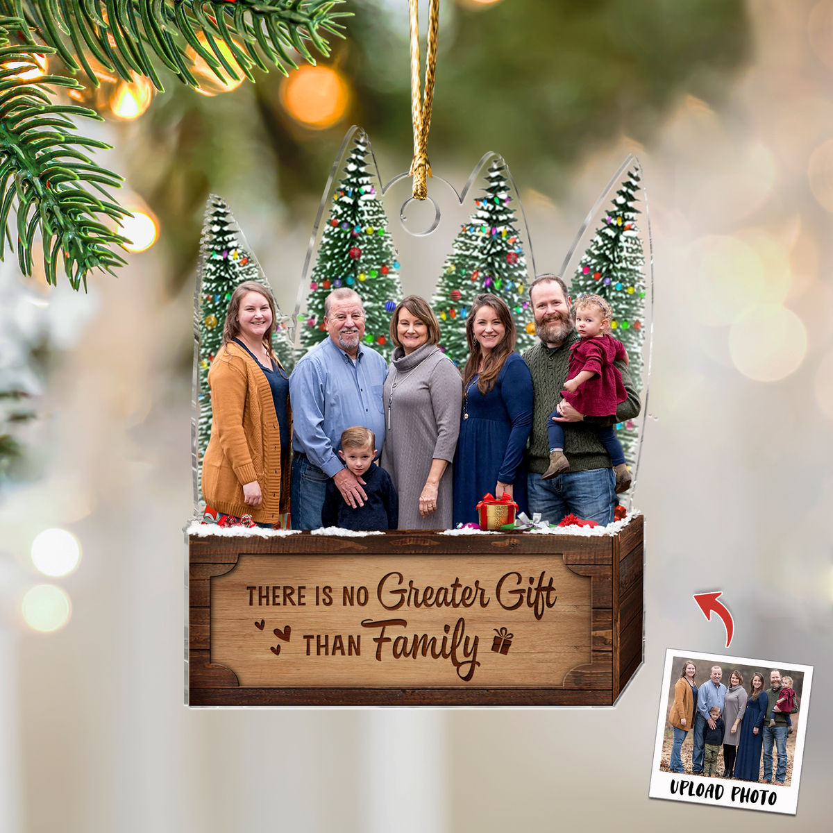 There is no Greater Gift than Family - Custom Ornament from Photo, Christmas Gifts for Family