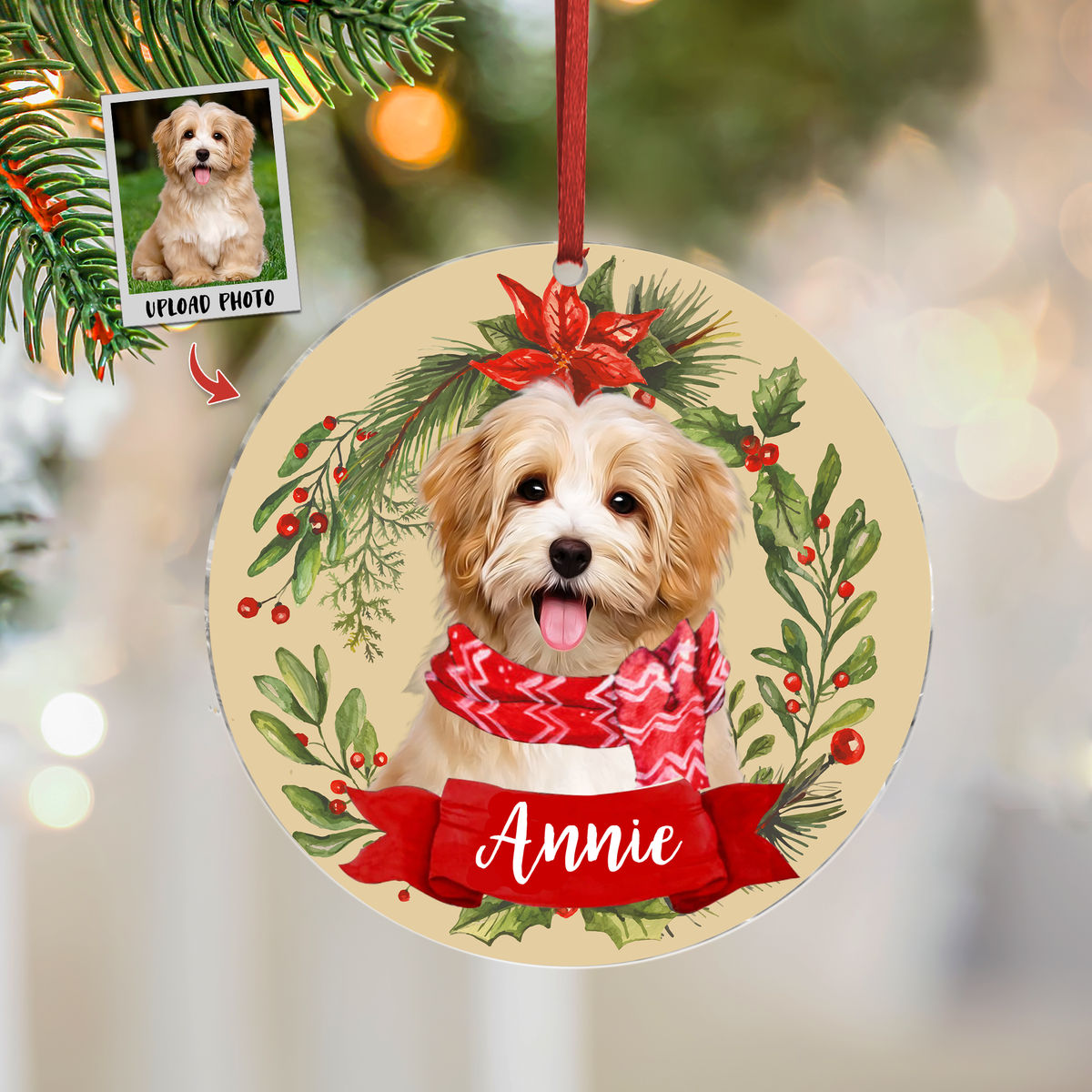 Photo Ornament - Dog Cat Pet Lover Gifts - Custom Ornament from Photo - Christmas Gifts, Custom Photo Gifts
