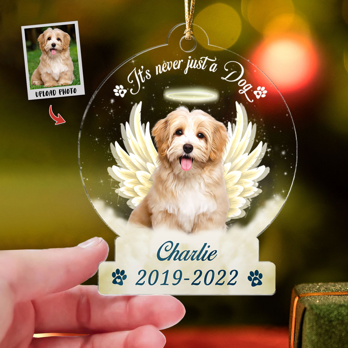 Photo Ornament - Once by my side forever in my heart - Dog Cat Pet Lover Gifts - Pet Memorial - Customized Your Photo Ornament_1