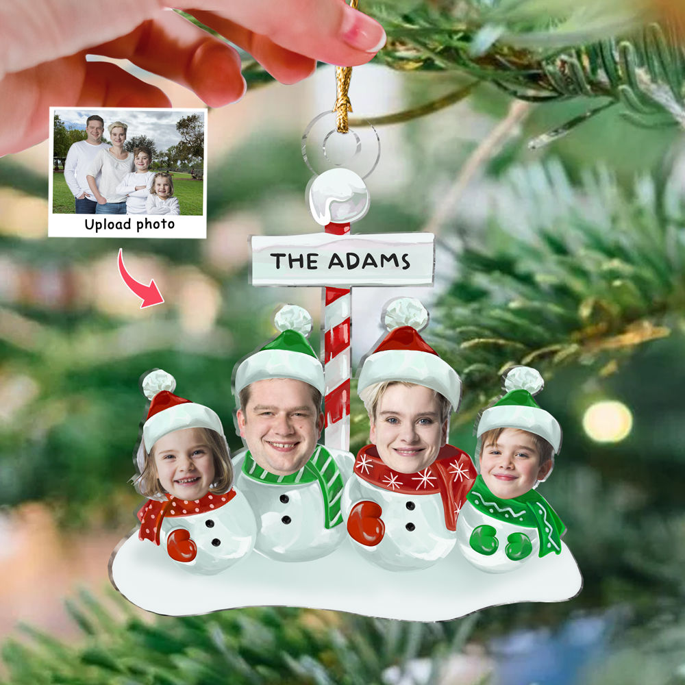 Custom Photo Family Is The Heart Of Christmas - Family Personalized Custom Ornament - Acrylic Custom Shaped - Christmas Gift For Family Members