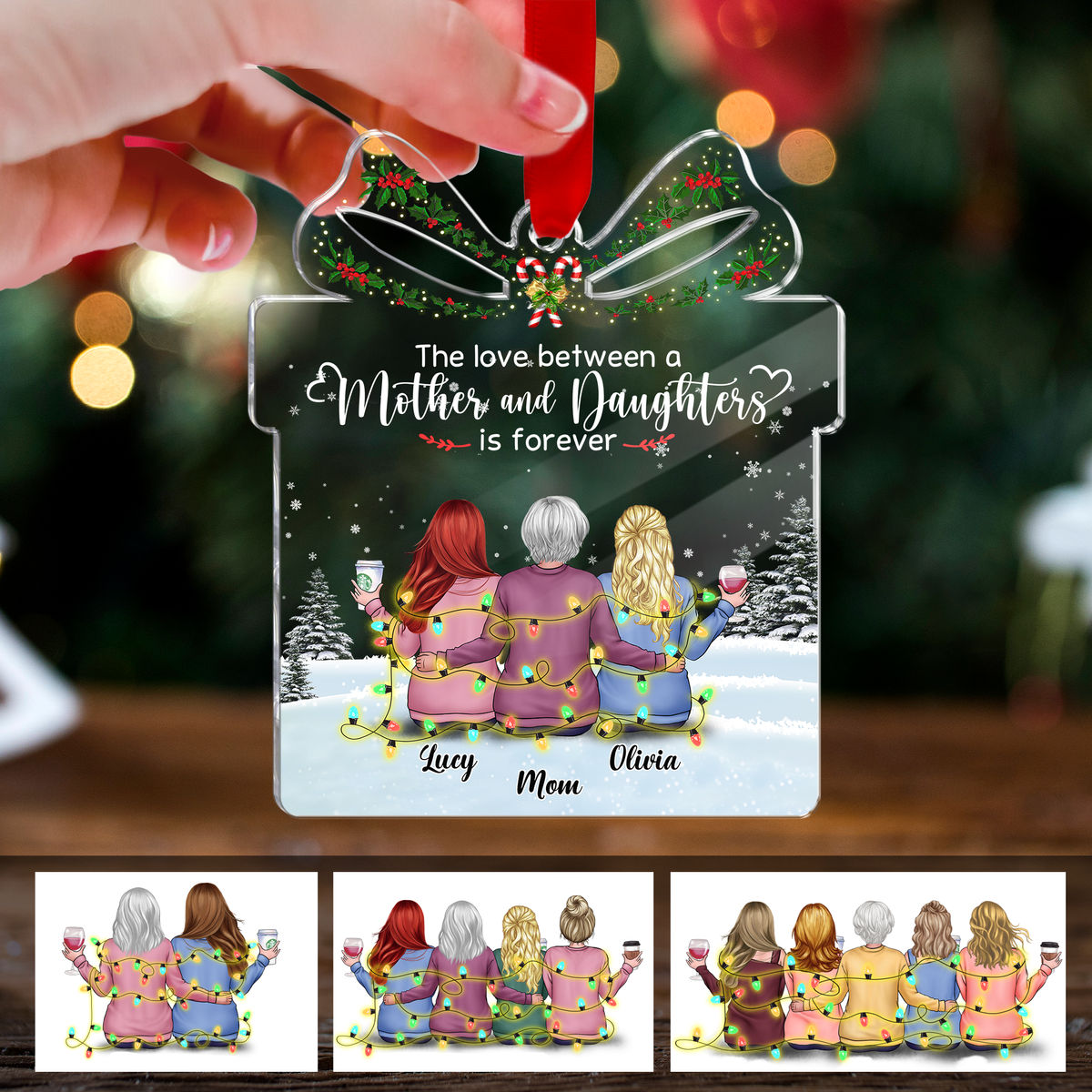 The Love Between A Mother And Daughters Is Forever (Custom Gift - Shaped Acrylic Ornament)