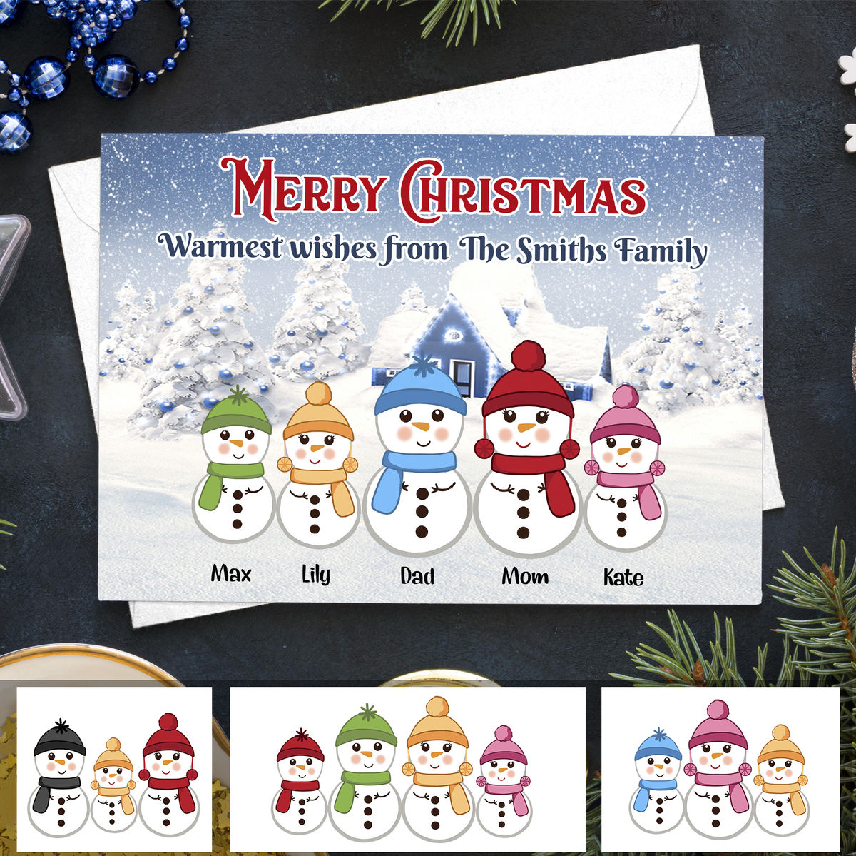 Family Personalize Postcard - Christmas Gift - Christmas Card - Merry Christmas